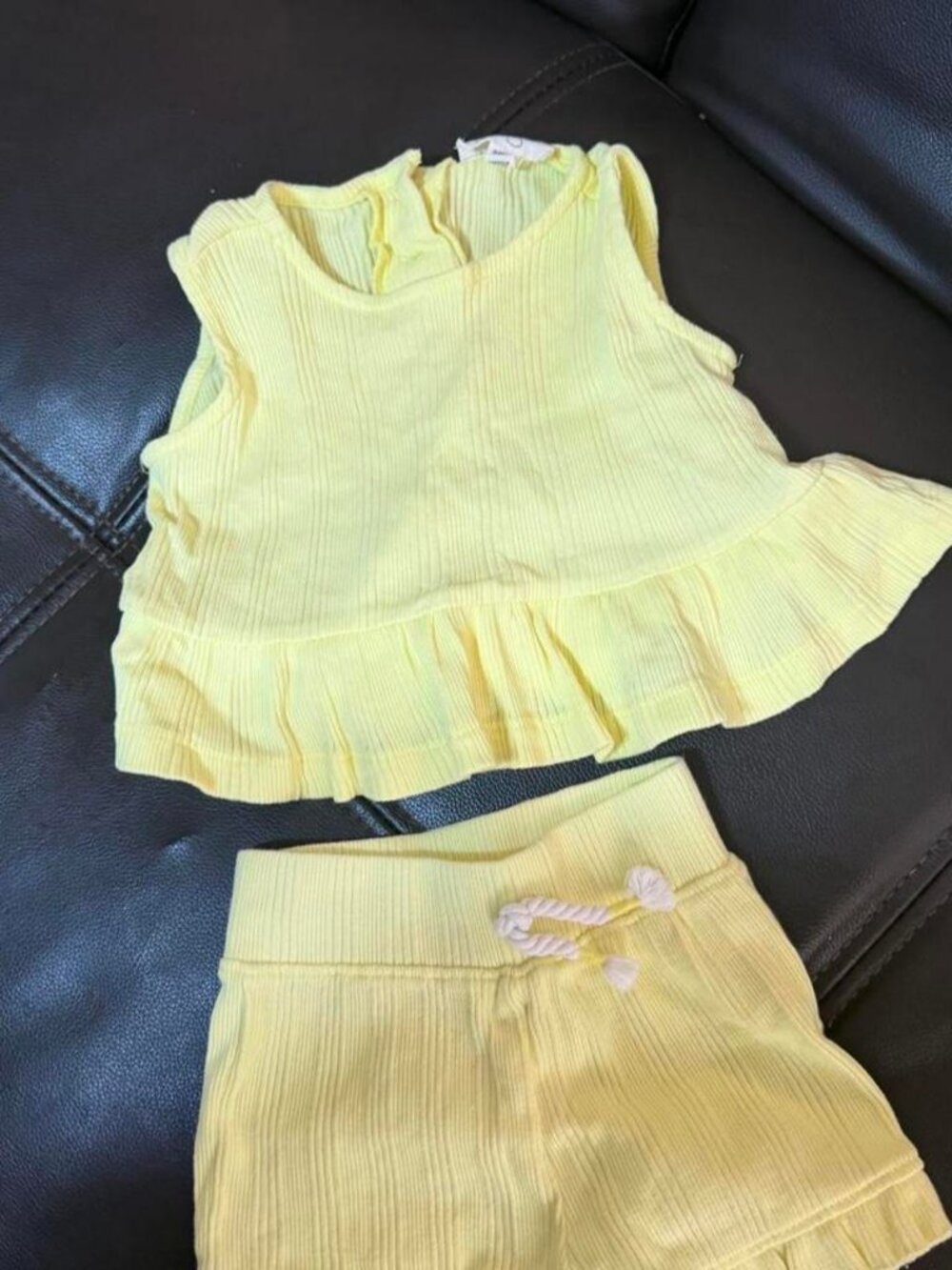 Jessica Simpson Baby Girls Yellow Ribbed Ruffle Set 3–6 Months - Picture 1 of 5